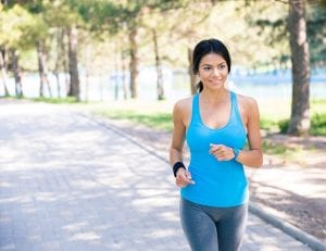 Woman running in park