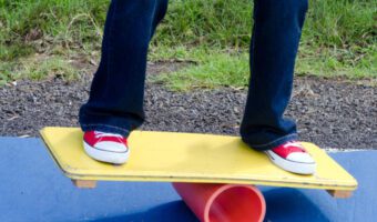 balance board exercises on a wobble board